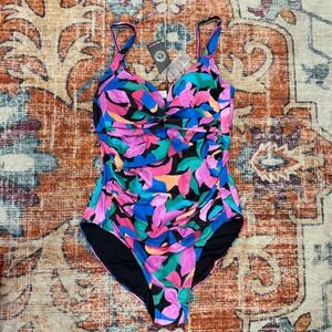 NWT RELLECIGA One Piece‎ Swimsuit Colorful Floral Print Women's XL